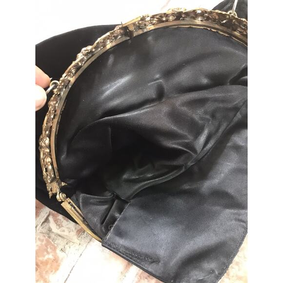 Vgt 1940s Guild Purse Original Black Filigree Metal Frame Handbag Evening Bag - Picture 11 of 11